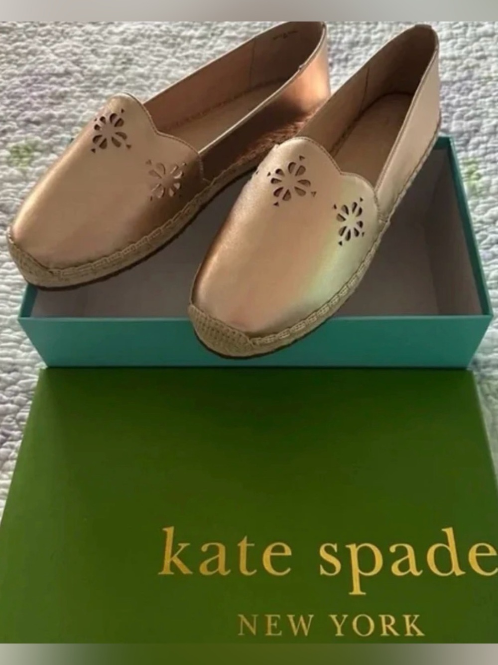 Kate Spade Rose Gold Espadrille Slip-On Flats 8